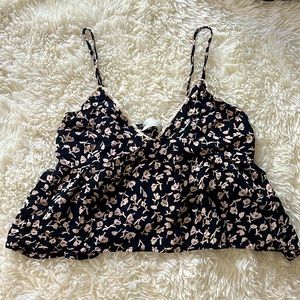 Medium floral ruffle crop top